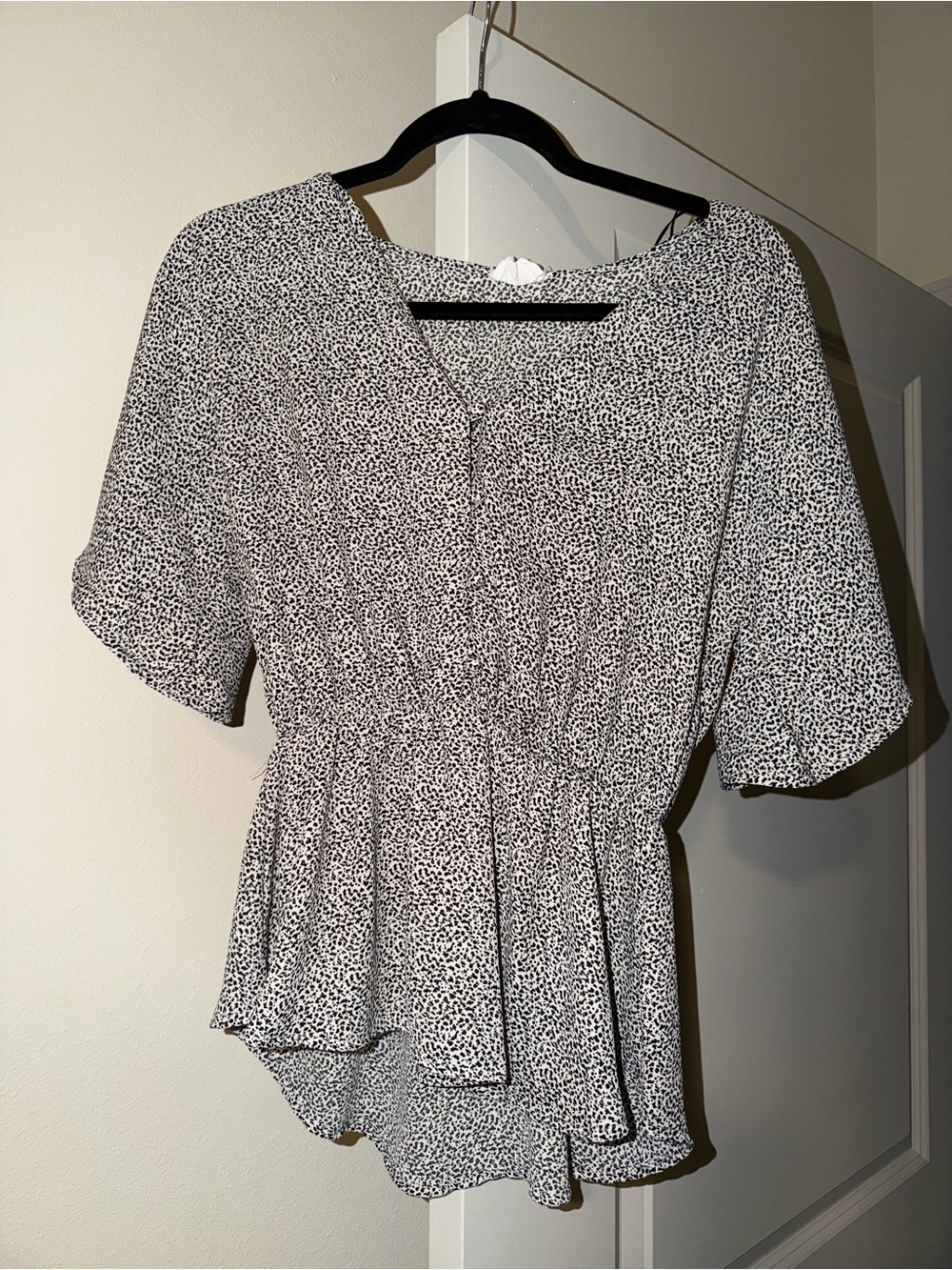 Sienna Sky Black & White Printed Peplum Top